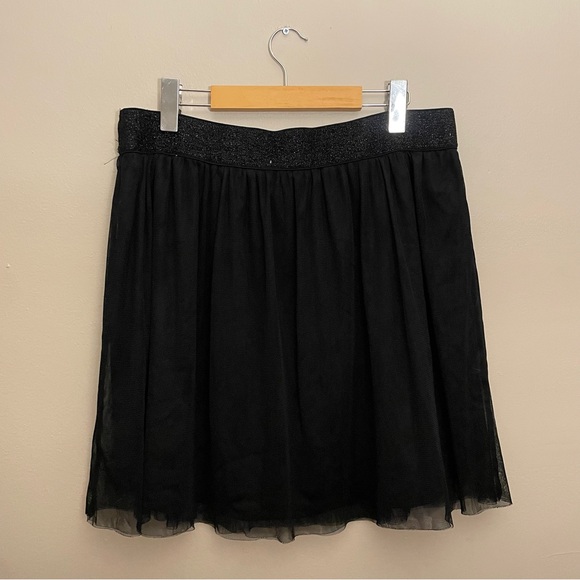 ✌️2/$10✌️ Maurices Black Mesh Tulle Circle Skirt w Glitter Waist Band – Size XL - Picture 8 of 12